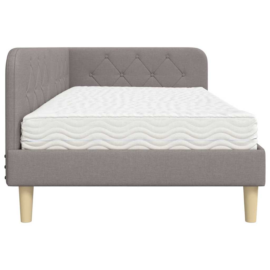 Cadre de lit d'angle Taupe 100 x 200 cm tissu - XIOS