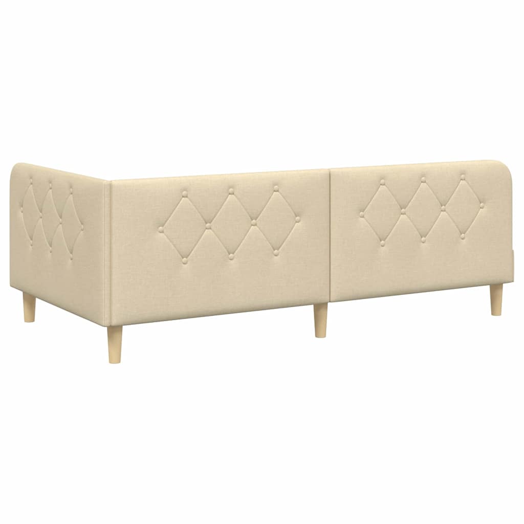 Cadre de lit d'angle Crème 100 x 200 cm tissu - XIOS