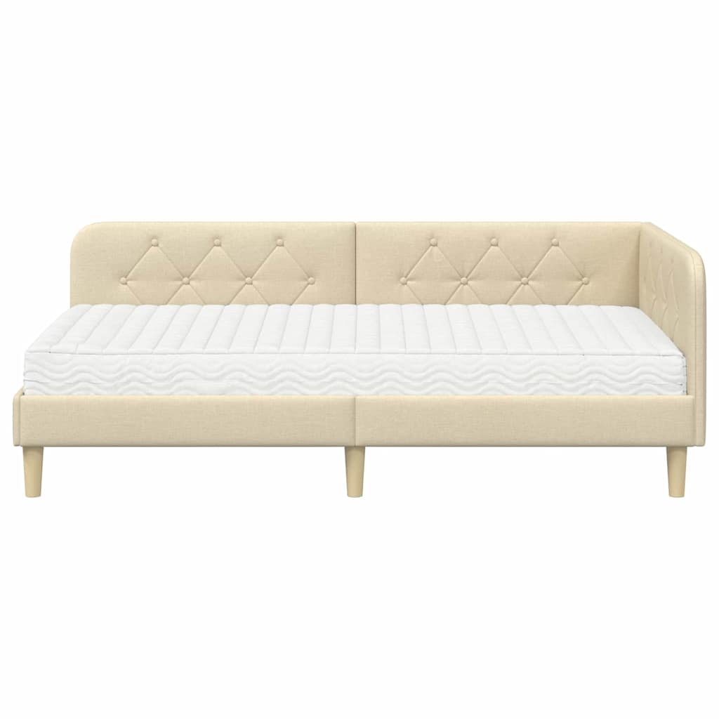 Cadre de lit d'angle Crème 100 x 200 cm tissu - XIOS