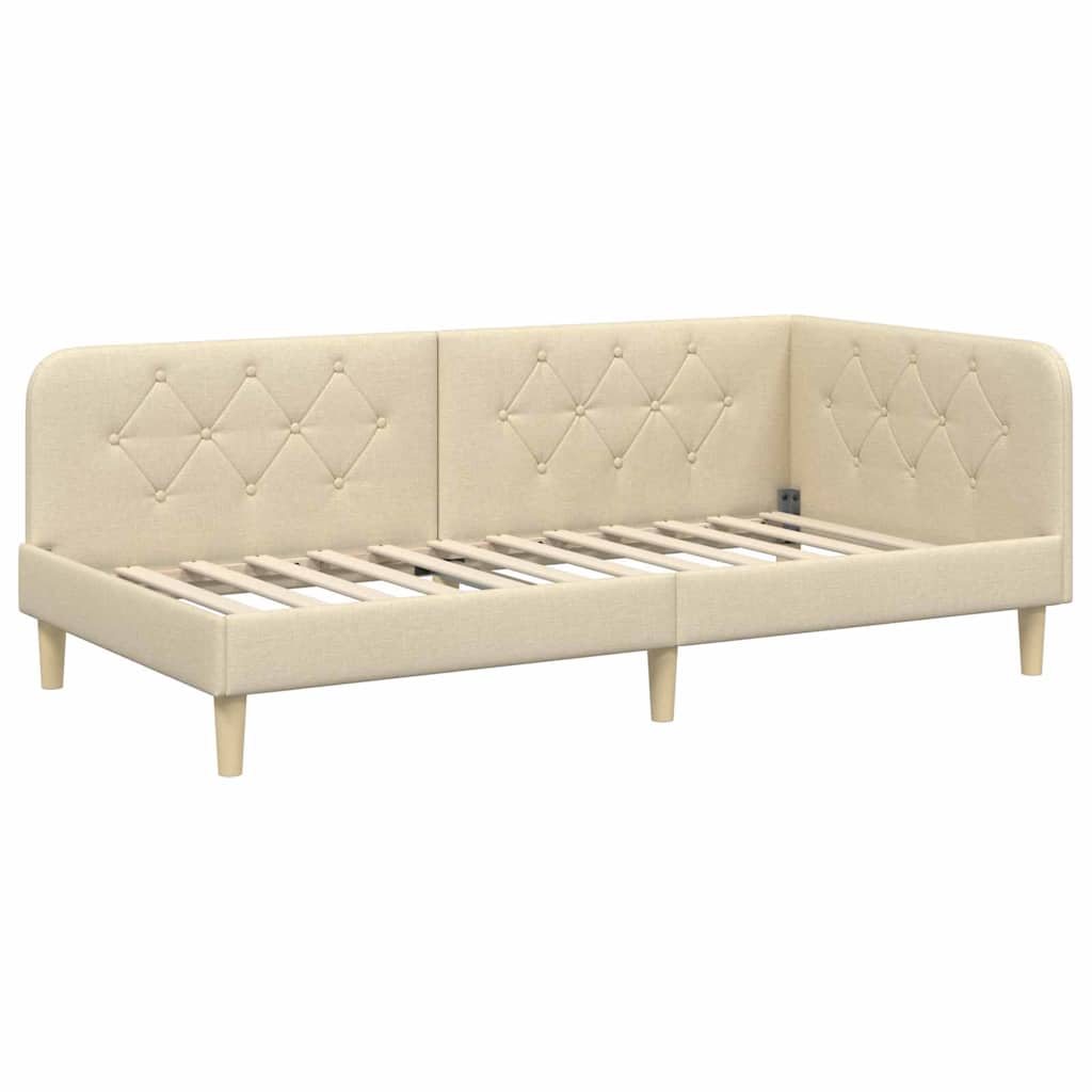 Cadre de lit d'angle Crème 100 x 200 cm tissu - XIOS