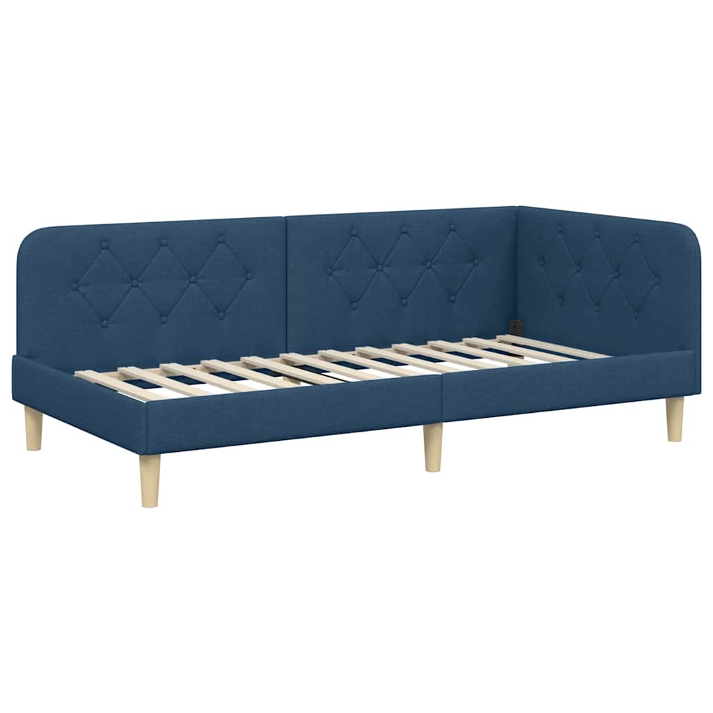 Cadre de lit d'angle Bleu 100 x 200 cm tissu - XIOS
