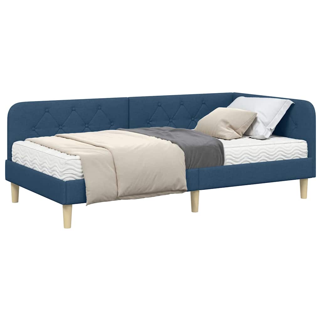Cadre de lit d'angle Bleu 100 x 200 cm tissu - XIOS