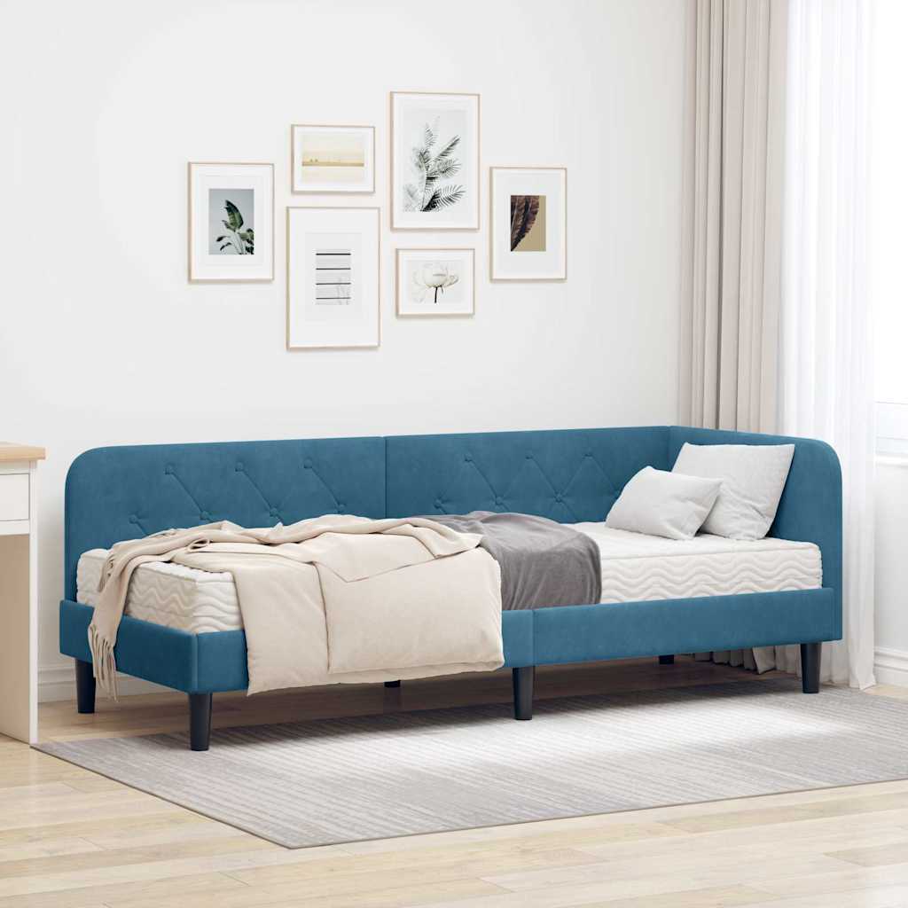 Cadre de lit d'angle Bleu 80 x 200 cm Velours - XIOS