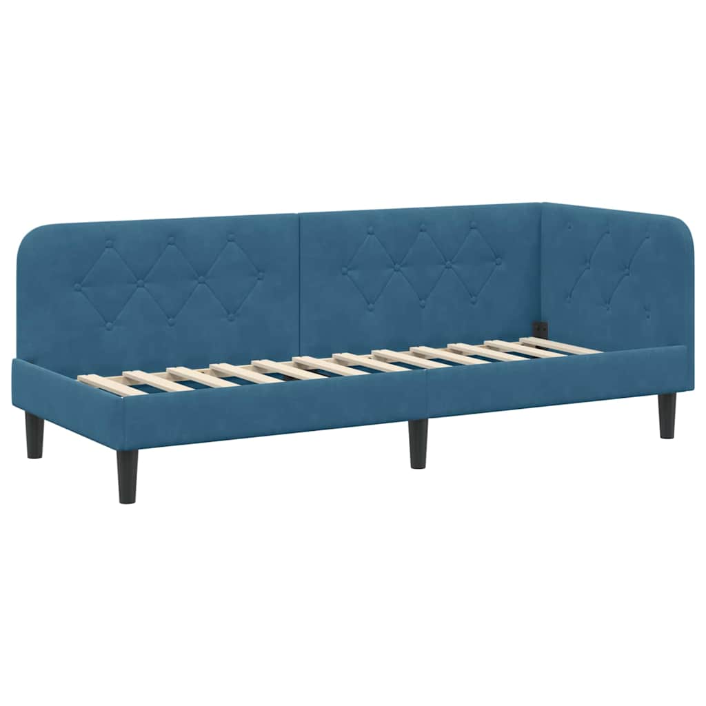 Cadre de lit d'angle Bleu 80 x 200 cm Velours - XIOS