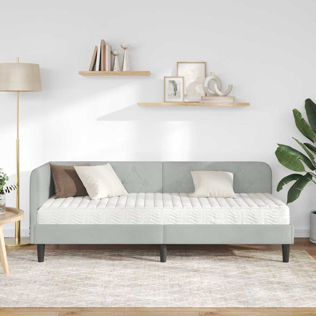 Cadre de lit d'angle Gris clair 80 x 200 cm Velours - XIOS