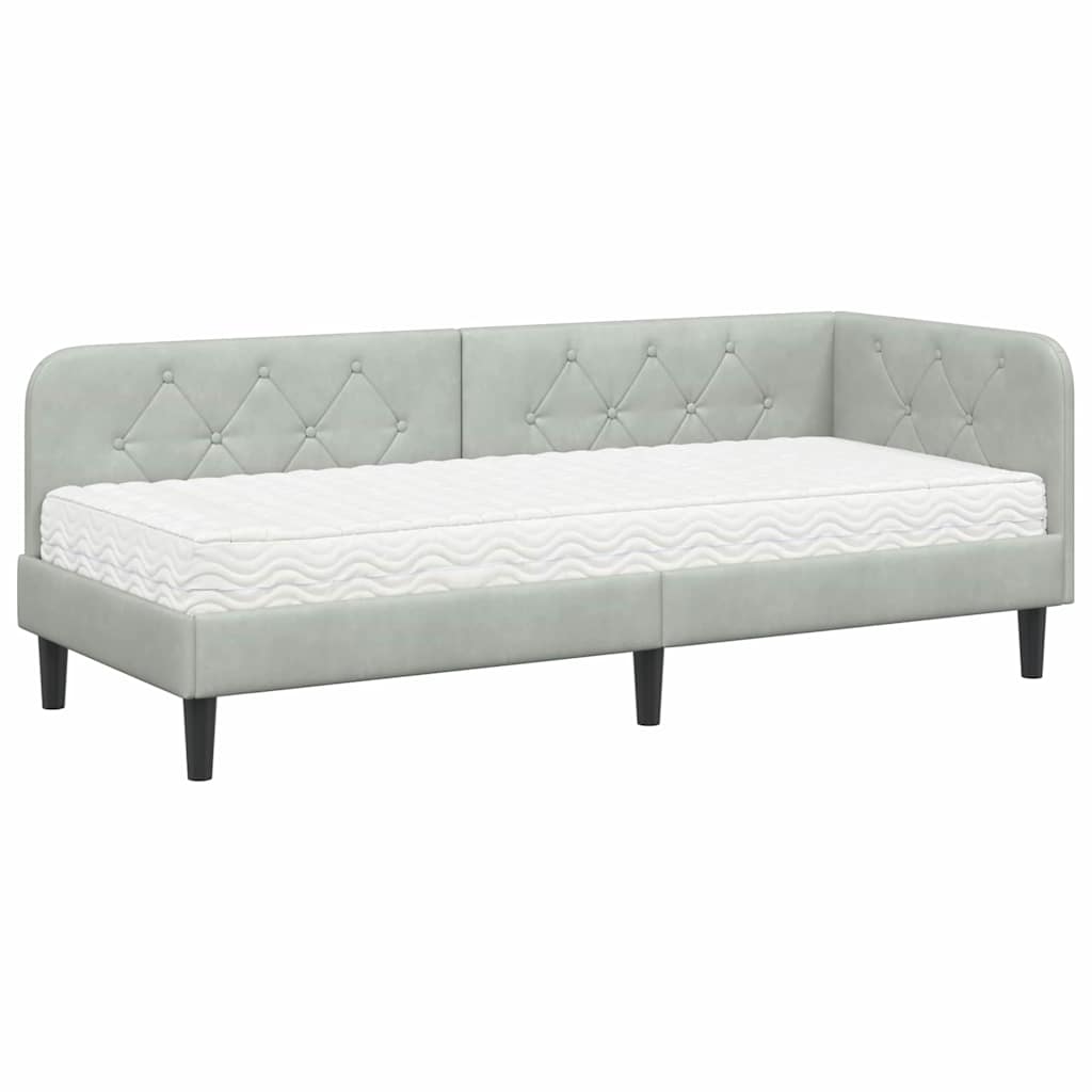 Cadre de lit d'angle Gris clair 80 x 200 cm Velours - XIOS