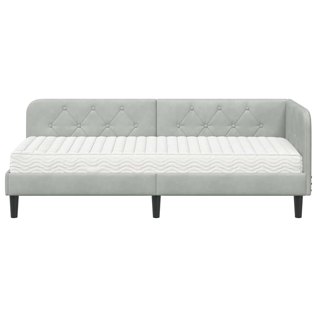 Cadre de lit d'angle Gris clair 80 x 200 cm Velours - XIOS