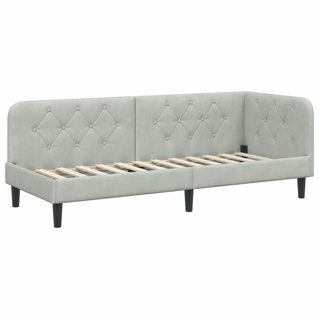 Cadre de lit d'angle Gris clair 80 x 200 cm Velours - XIOS