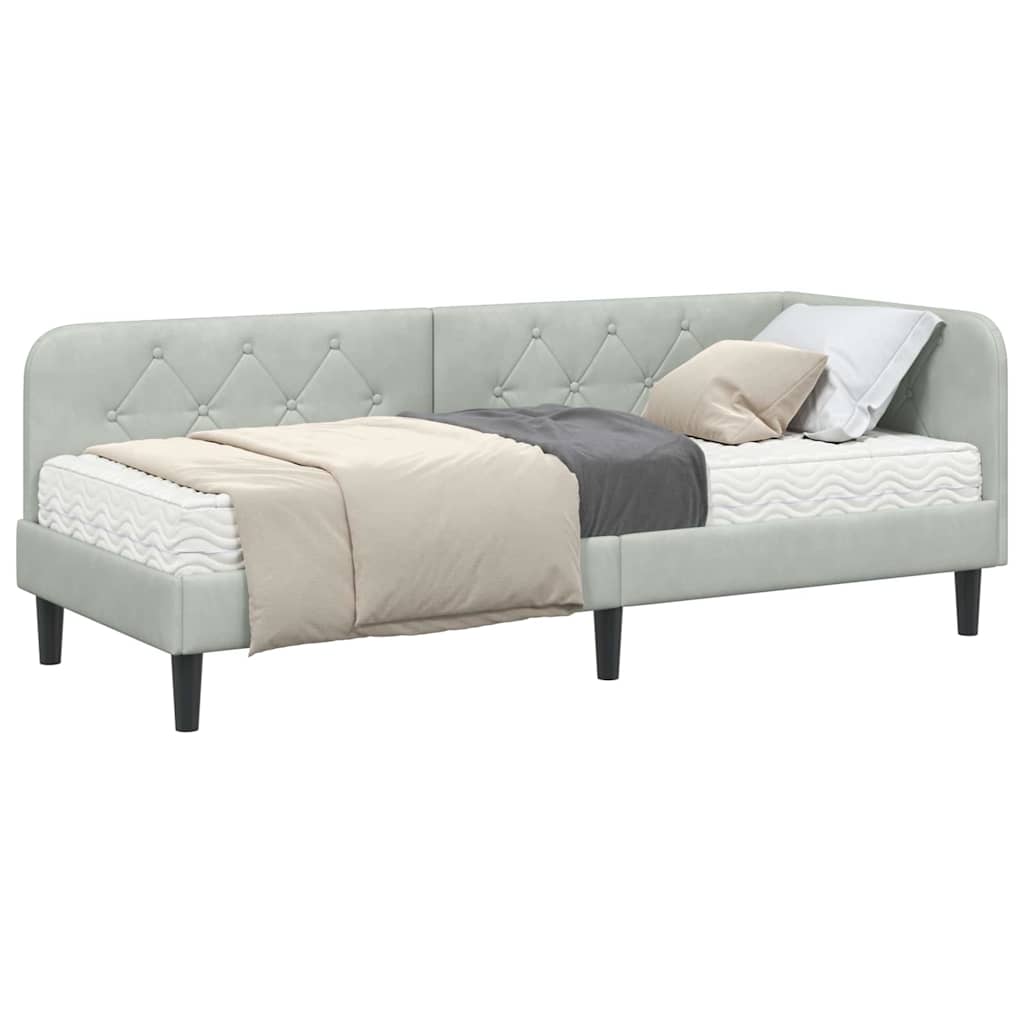 Cadre de lit d'angle Gris clair 80 x 200 cm Velours - XIOS