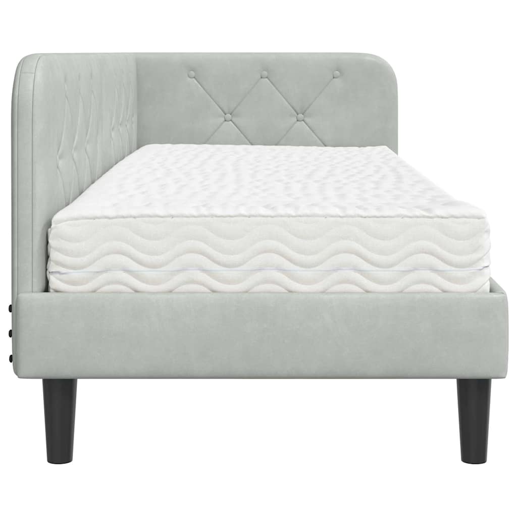 Cadre de lit d'angle Gris clair 80 x 200 cm Velours - XIOS