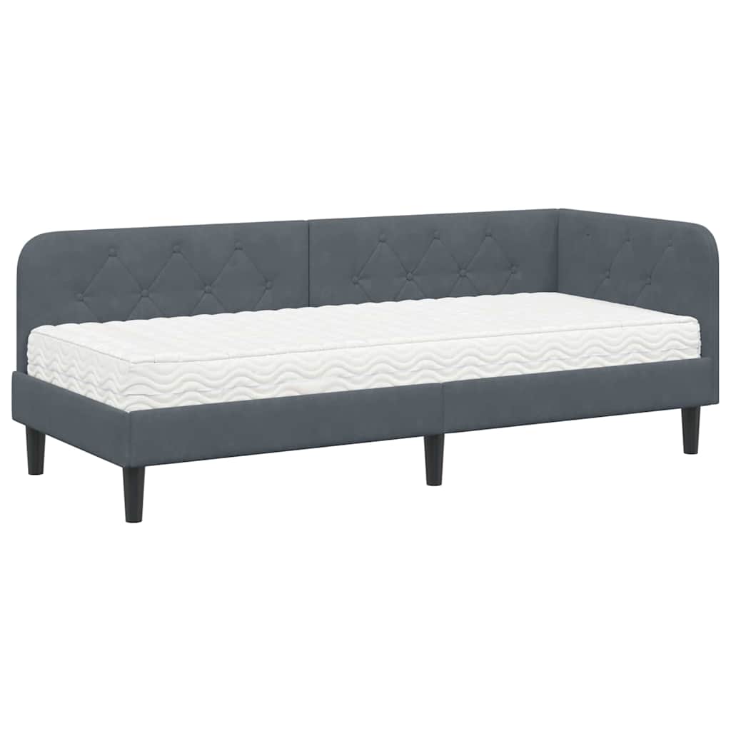 Cadre de lit d'angle Gris foncé 80 x 200 cm Velours - XIOS