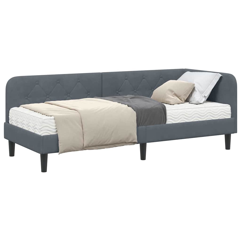 Cadre de lit d'angle Gris foncé 80 x 200 cm Velours - XIOS