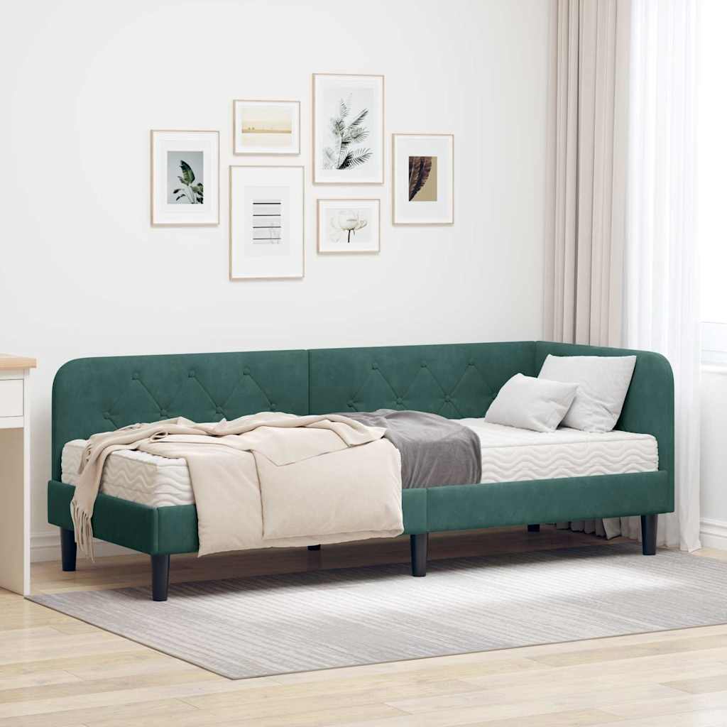 Cadre de lit d'angle Vert foncé 80 x 200 cm Velours - XIOS