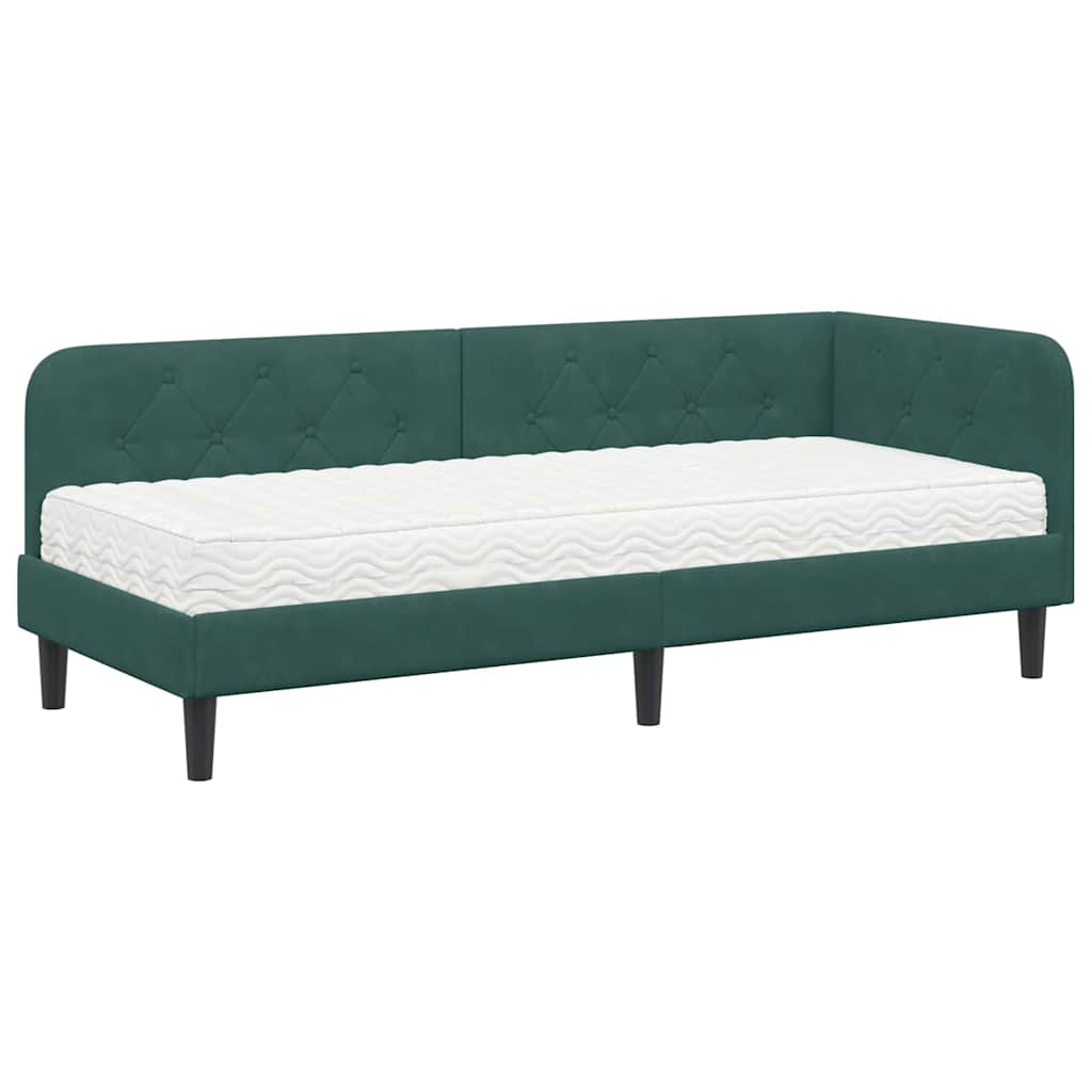 Cadre de lit d'angle Vert foncé 80 x 200 cm Velours - XIOS