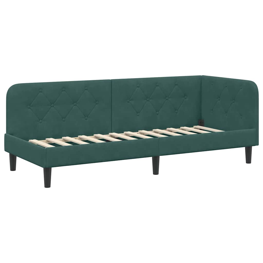 Cadre de lit d'angle Vert foncé 80 x 200 cm Velours - XIOS