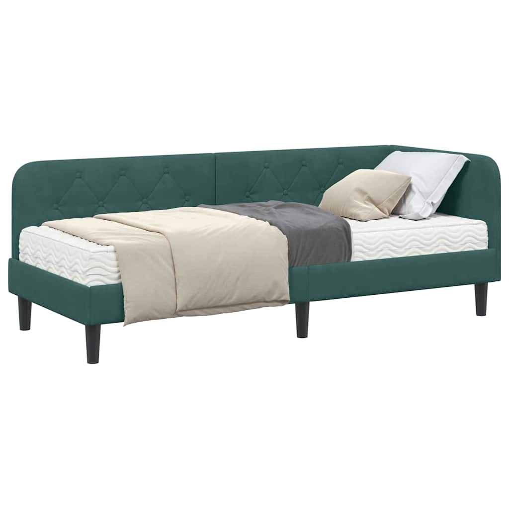 Cadre de lit d'angle Vert foncé 80 x 200 cm Velours - XIOS