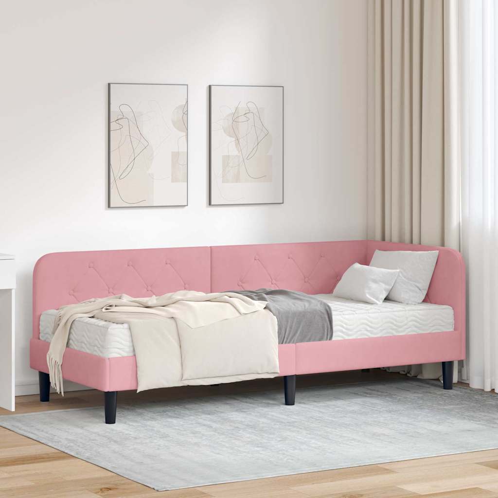 Cadre de lit d'angle Rose 80 x 200 cm Velours - XIOS