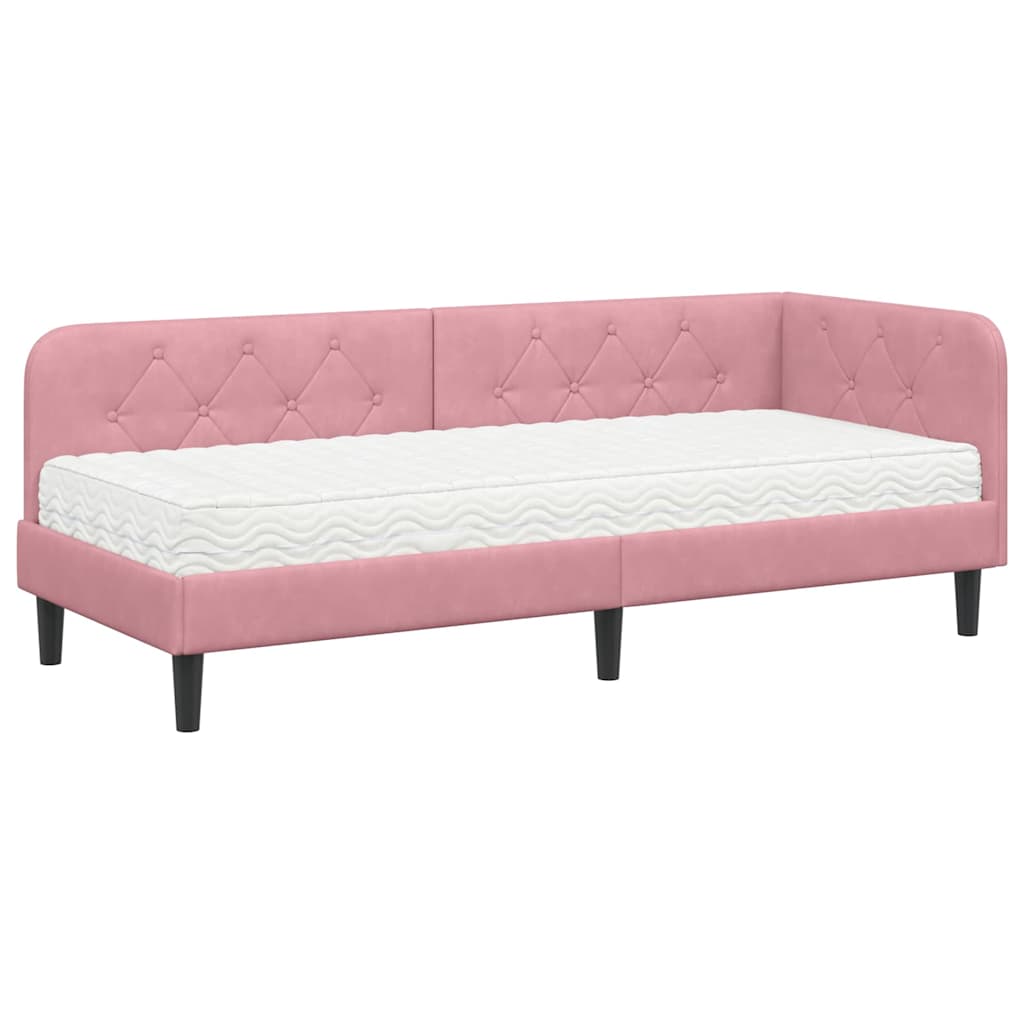 Cadre de lit d'angle Rose 80 x 200 cm Velours - XIOS
