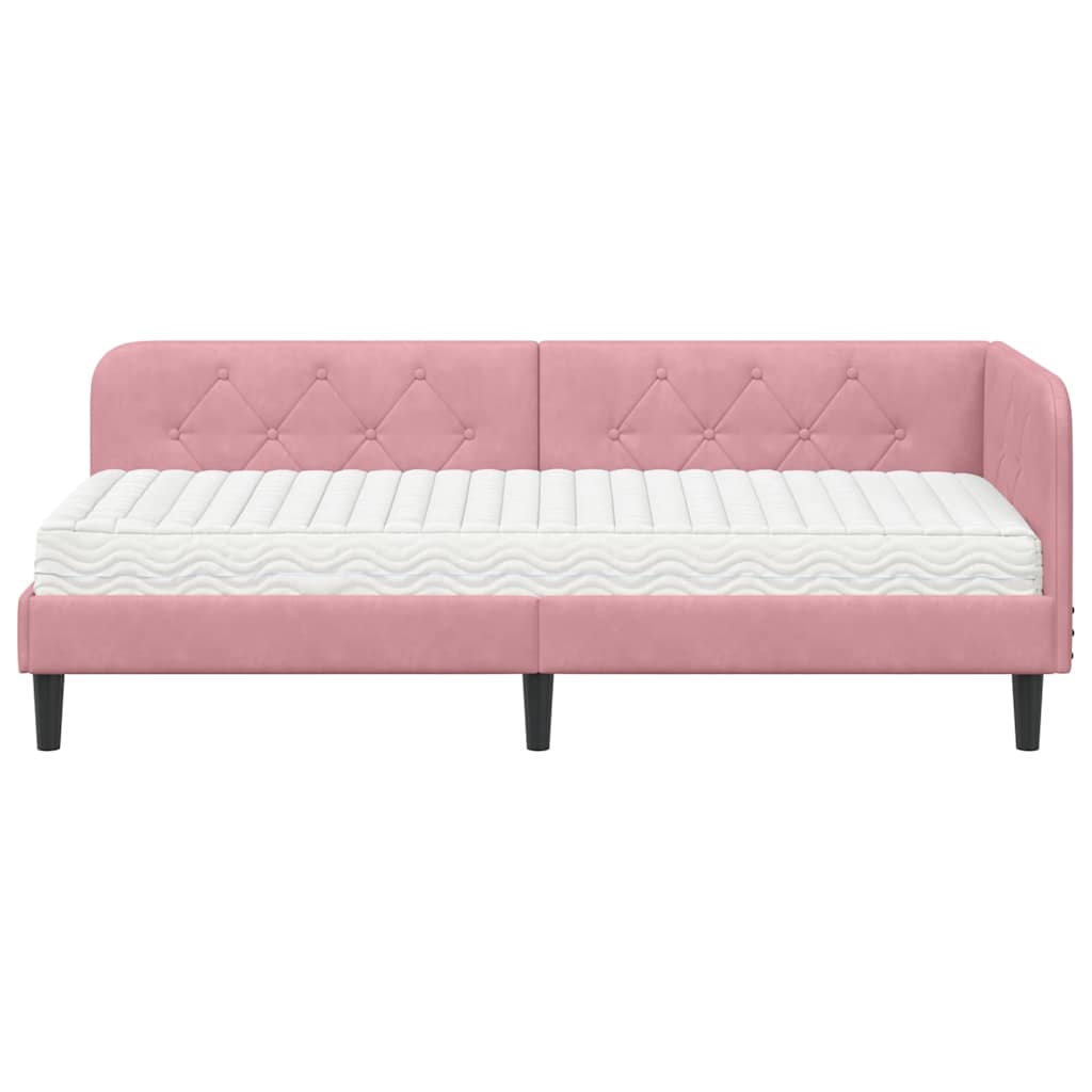 Cadre de lit d'angle Rose 80 x 200 cm Velours - XIOS