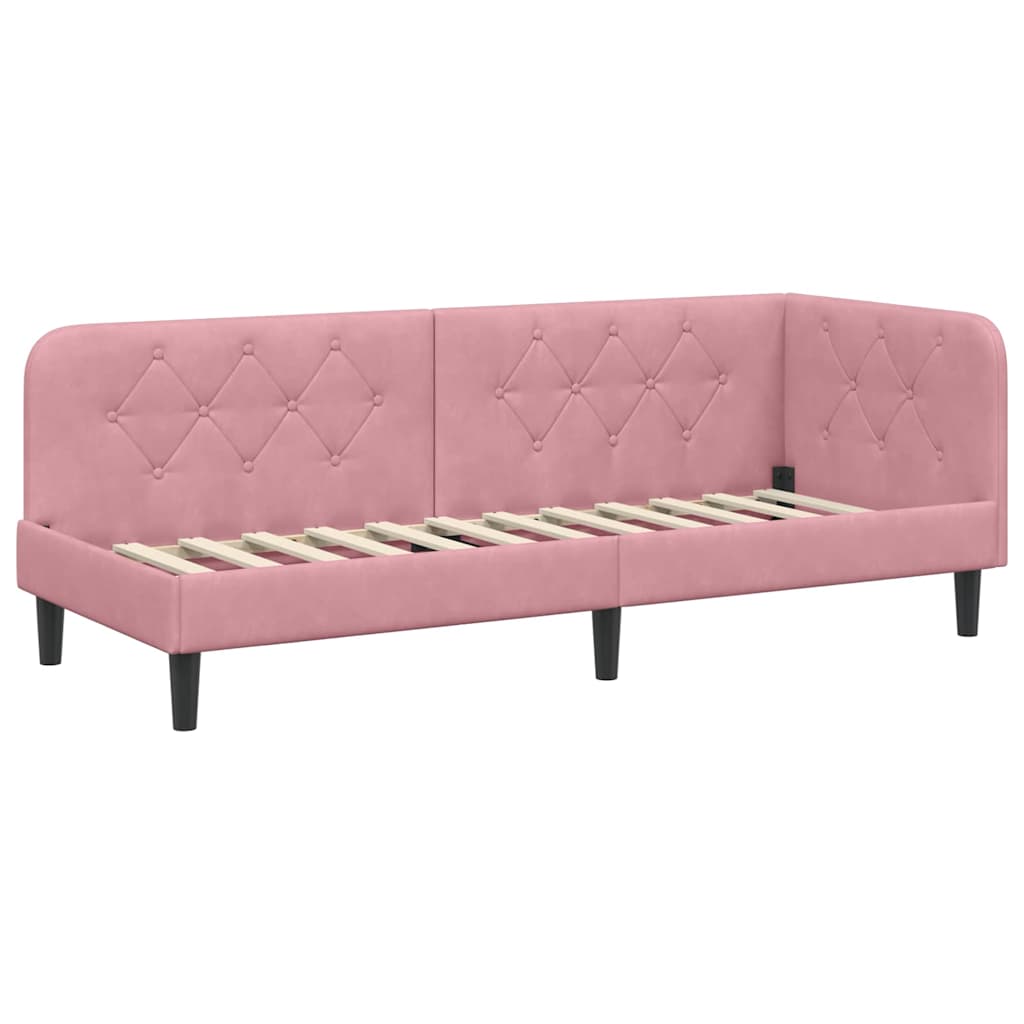 Cadre de lit d'angle Rose 80 x 200 cm Velours - XIOS