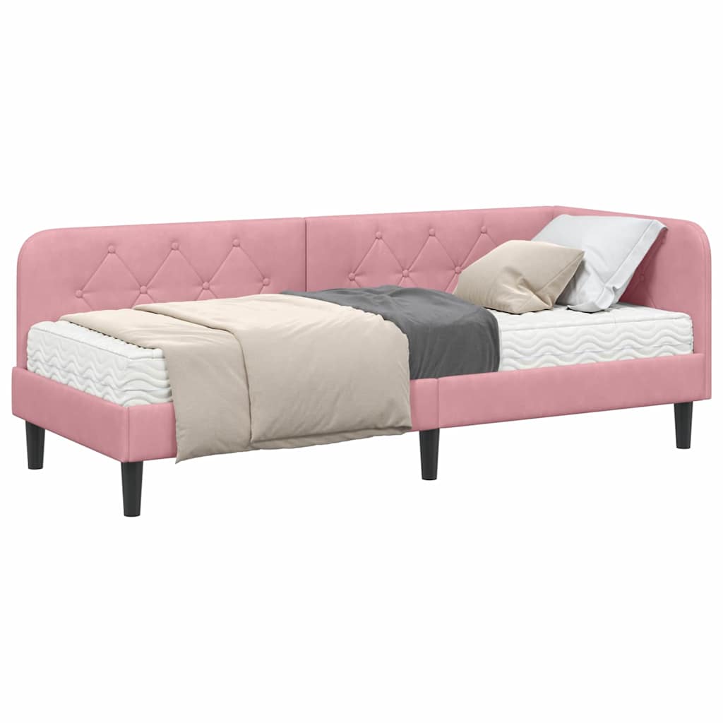 Cadre de lit d'angle Rose 80 x 200 cm Velours - XIOS