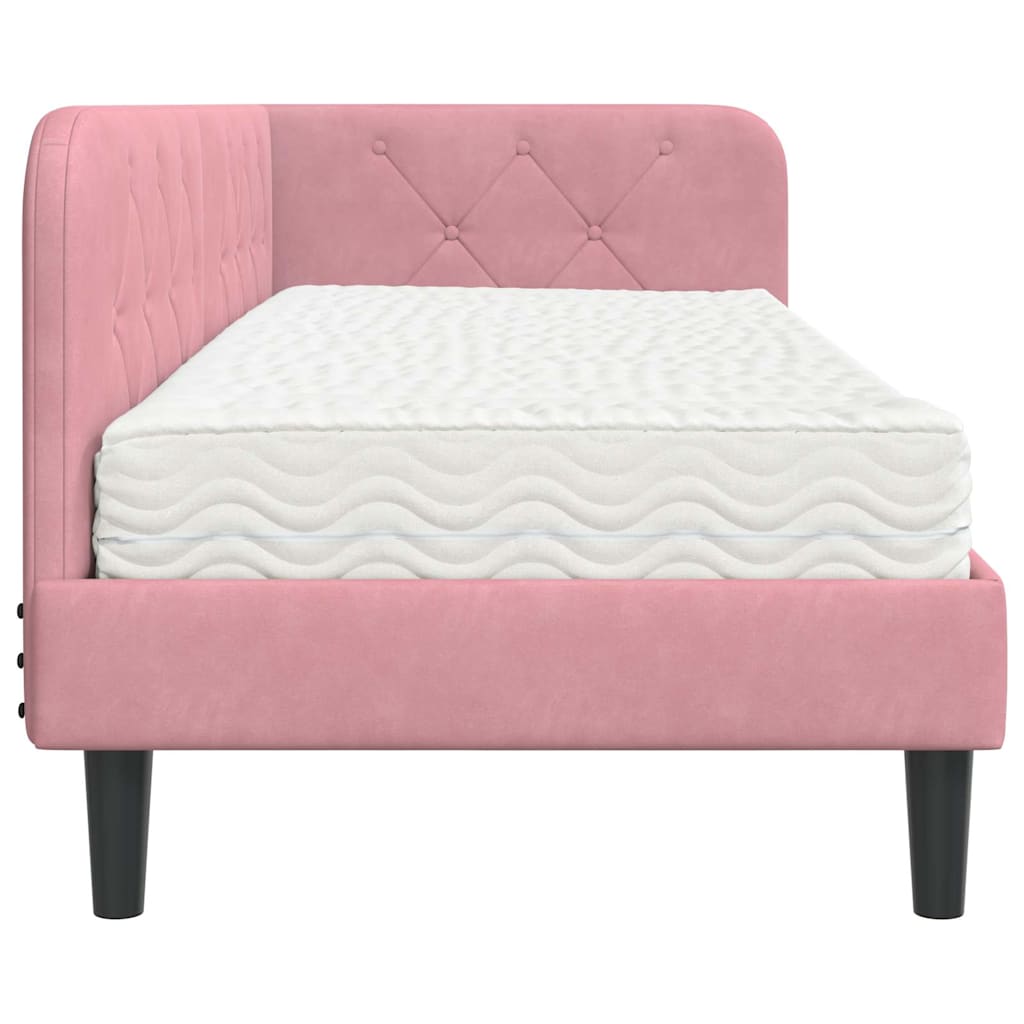 Cadre de lit d'angle Rose 80 x 200 cm Velours - XIOS