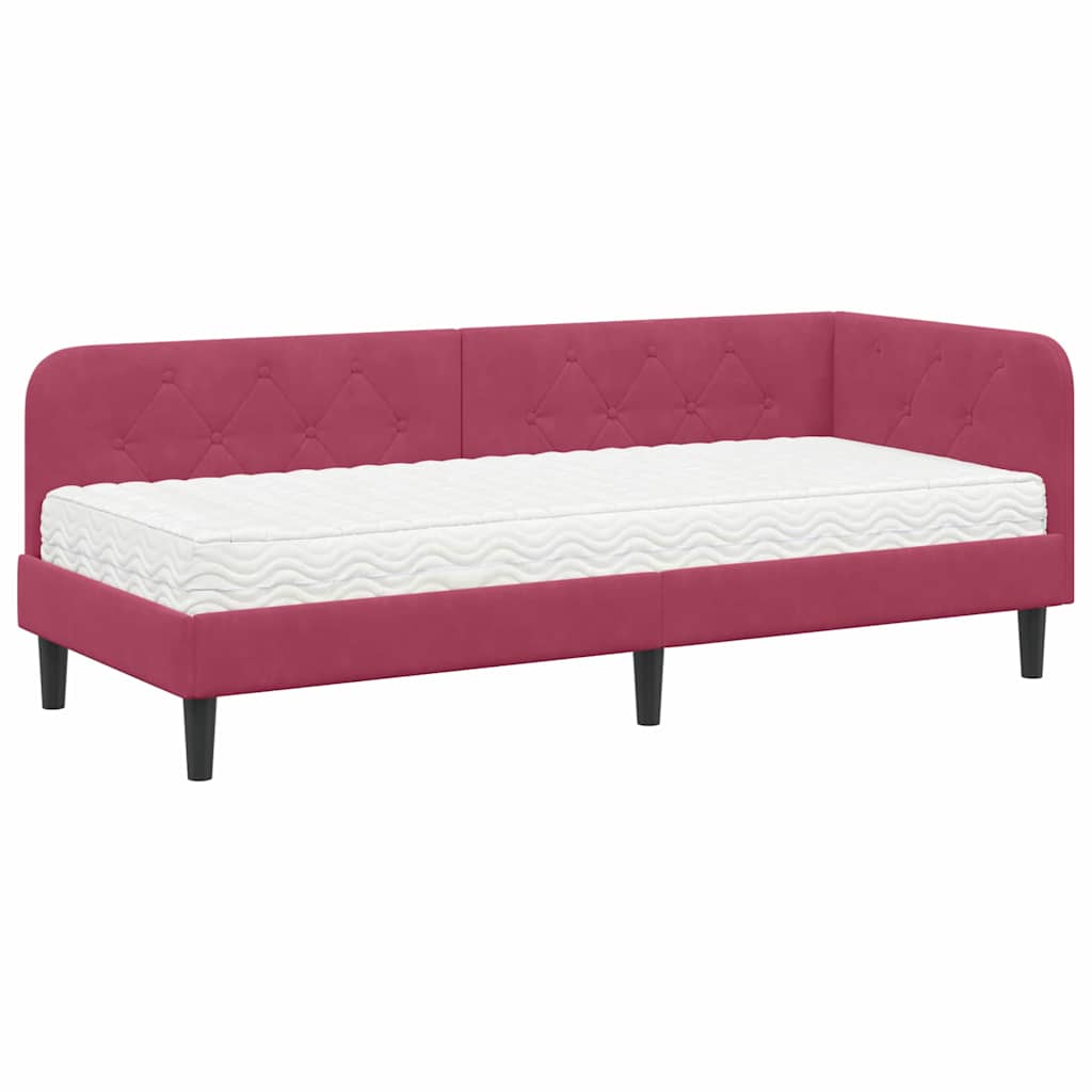 Cadre de lit d'angle Bordeaux 80 x 200 cm Velours - XIOS