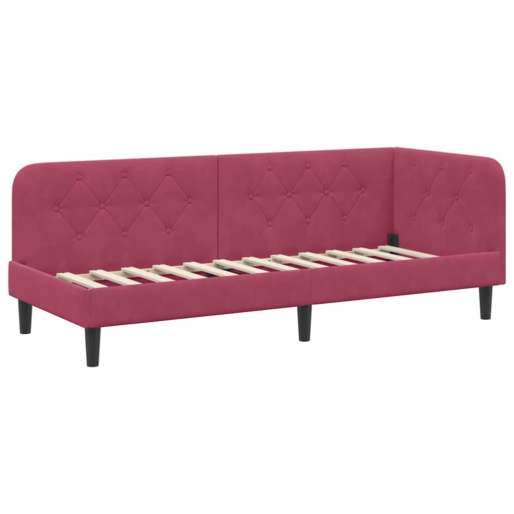 Cadre de lit d'angle Bordeaux 80 x 200 cm Velours - XIOS