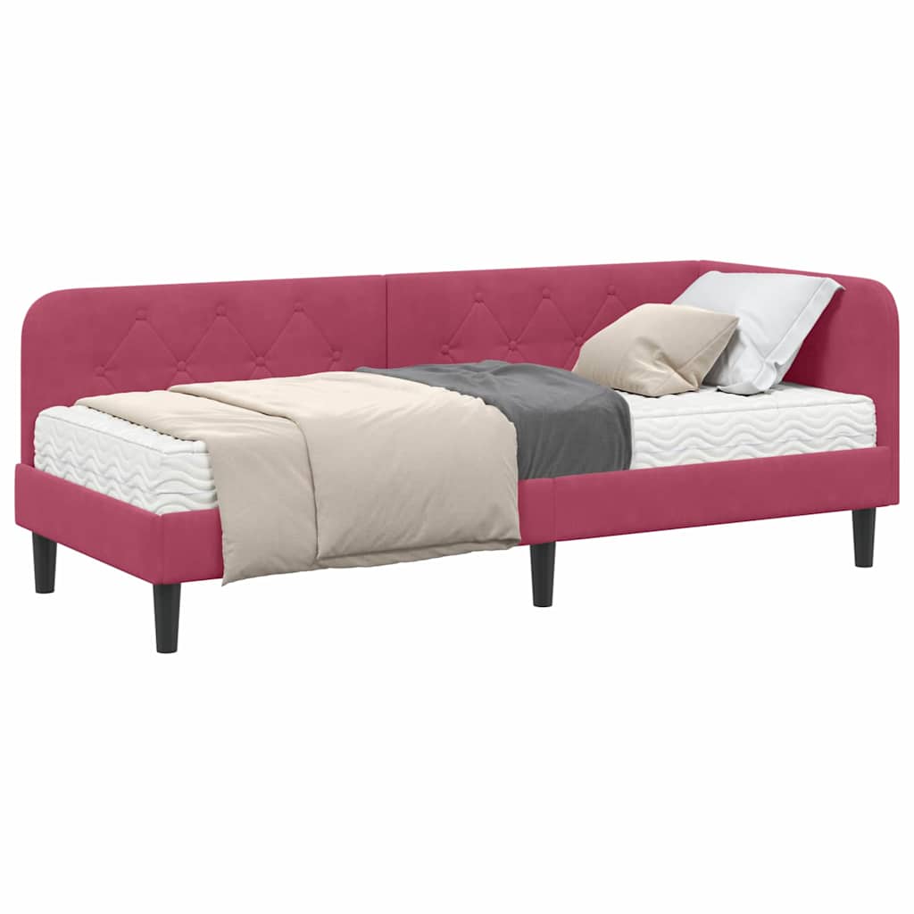 Cadre de lit d'angle Bordeaux 80 x 200 cm Velours - XIOS