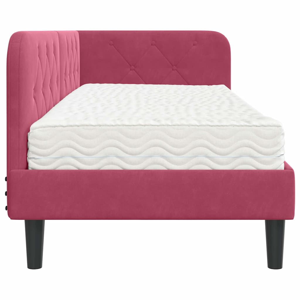 Cadre de lit d'angle Bordeaux 80 x 200 cm Velours - XIOS