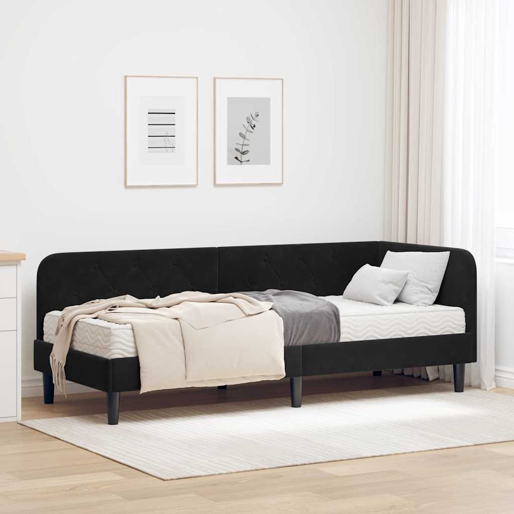 Cadre de lit d'angle Noir 80 x 200 cm Velours - XIOS