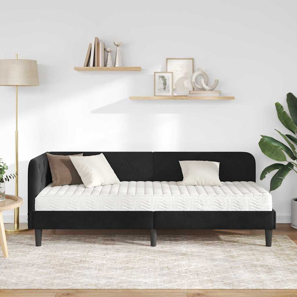 Cadre de lit d'angle Noir 80 x 200 cm Velours - XIOS