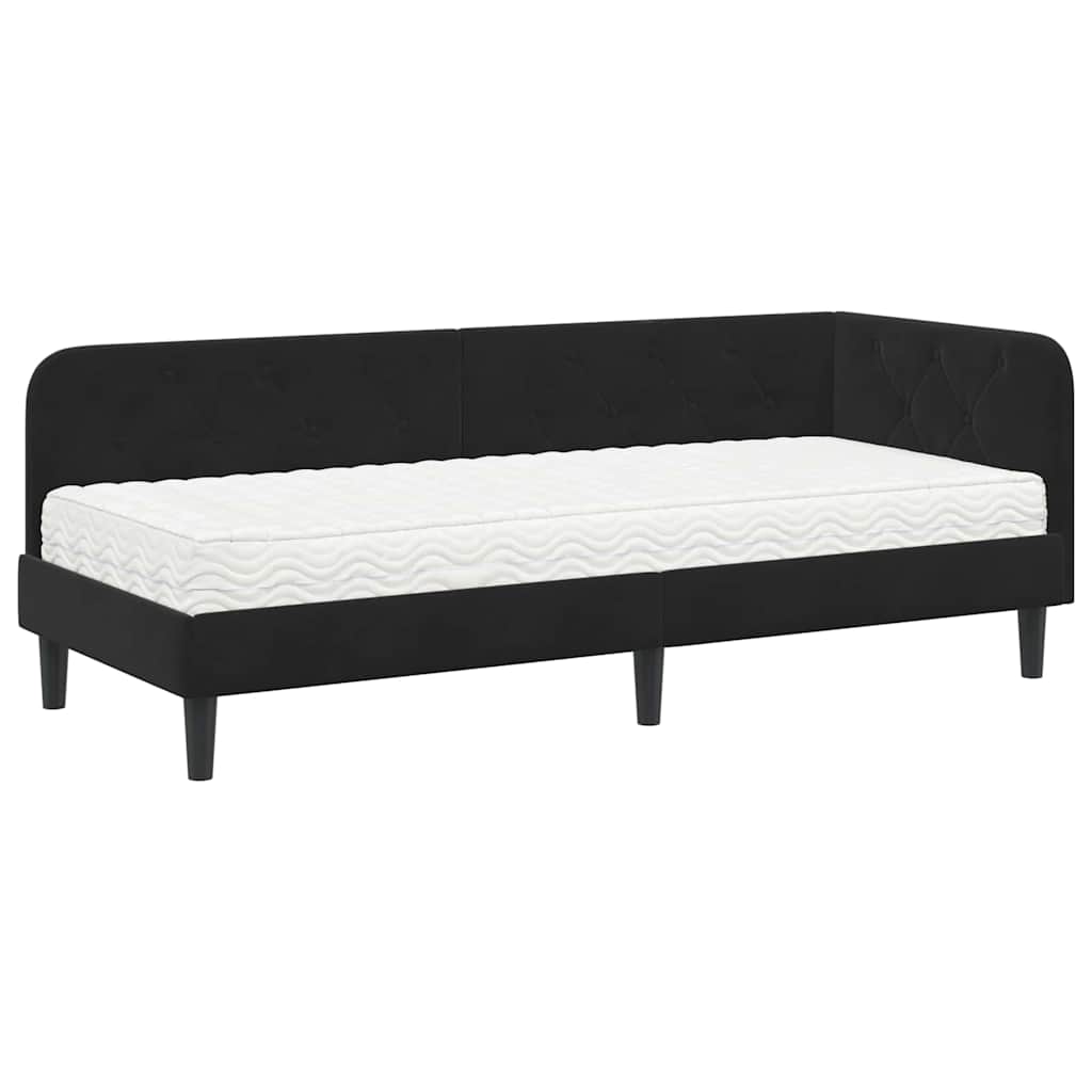 Cadre de lit d'angle Noir 80 x 200 cm Velours - XIOS