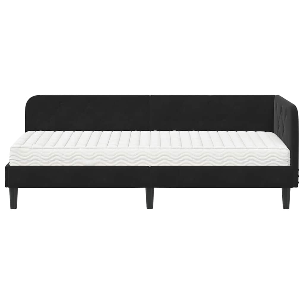 Cadre de lit d'angle Noir 80 x 200 cm Velours - XIOS