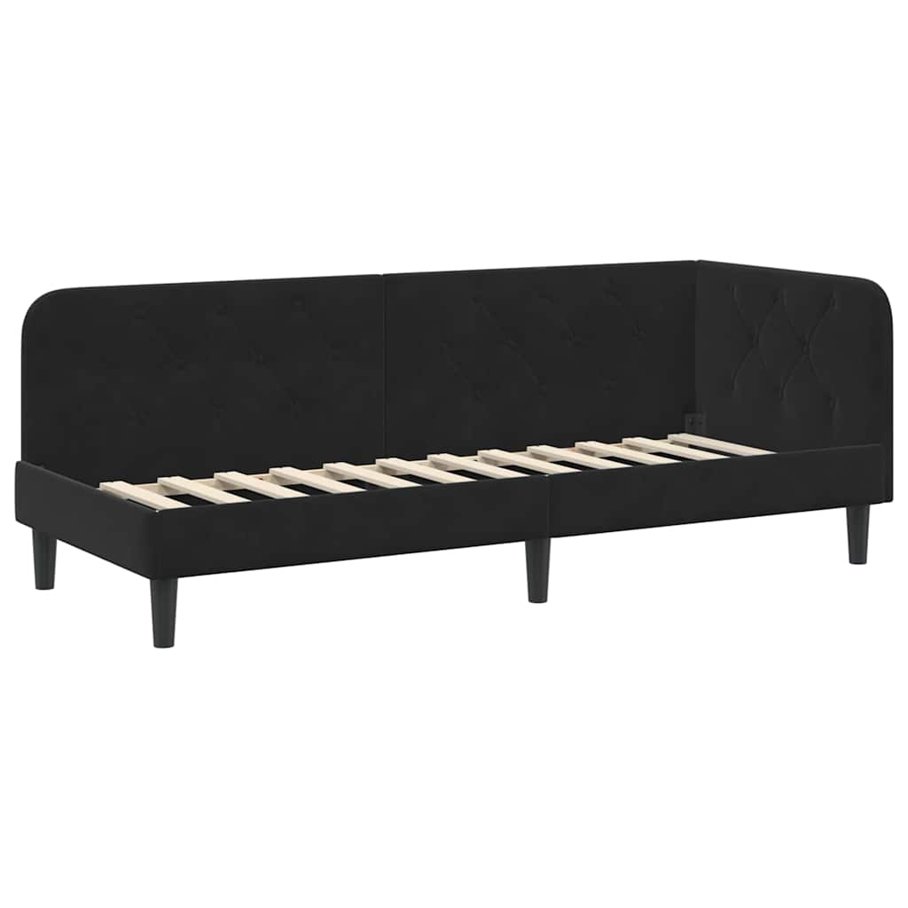 Cadre de lit d'angle Noir 80 x 200 cm Velours - XIOS