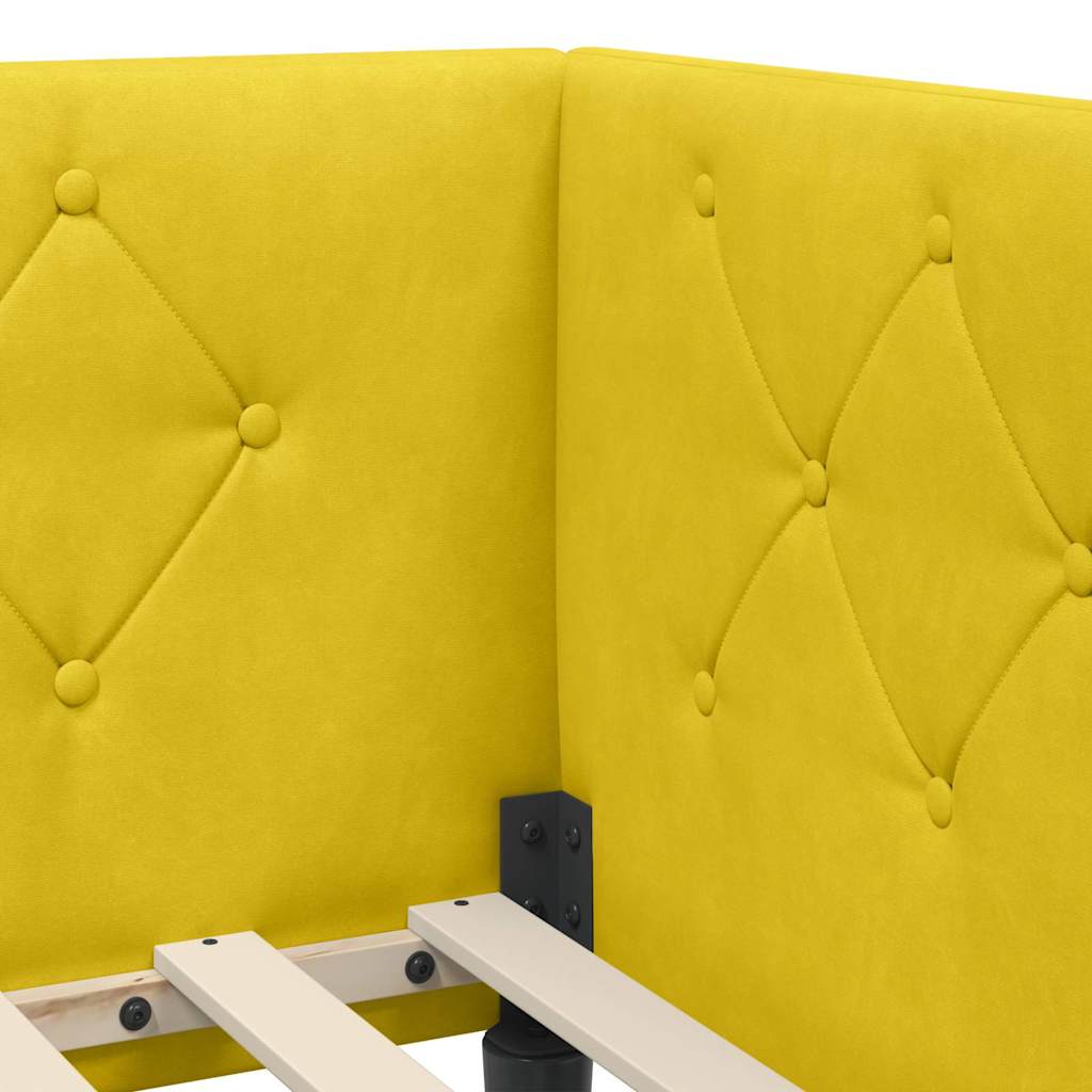 Cadre de lit d'angle Jaune 80 x 200 cm Velours - XIOS