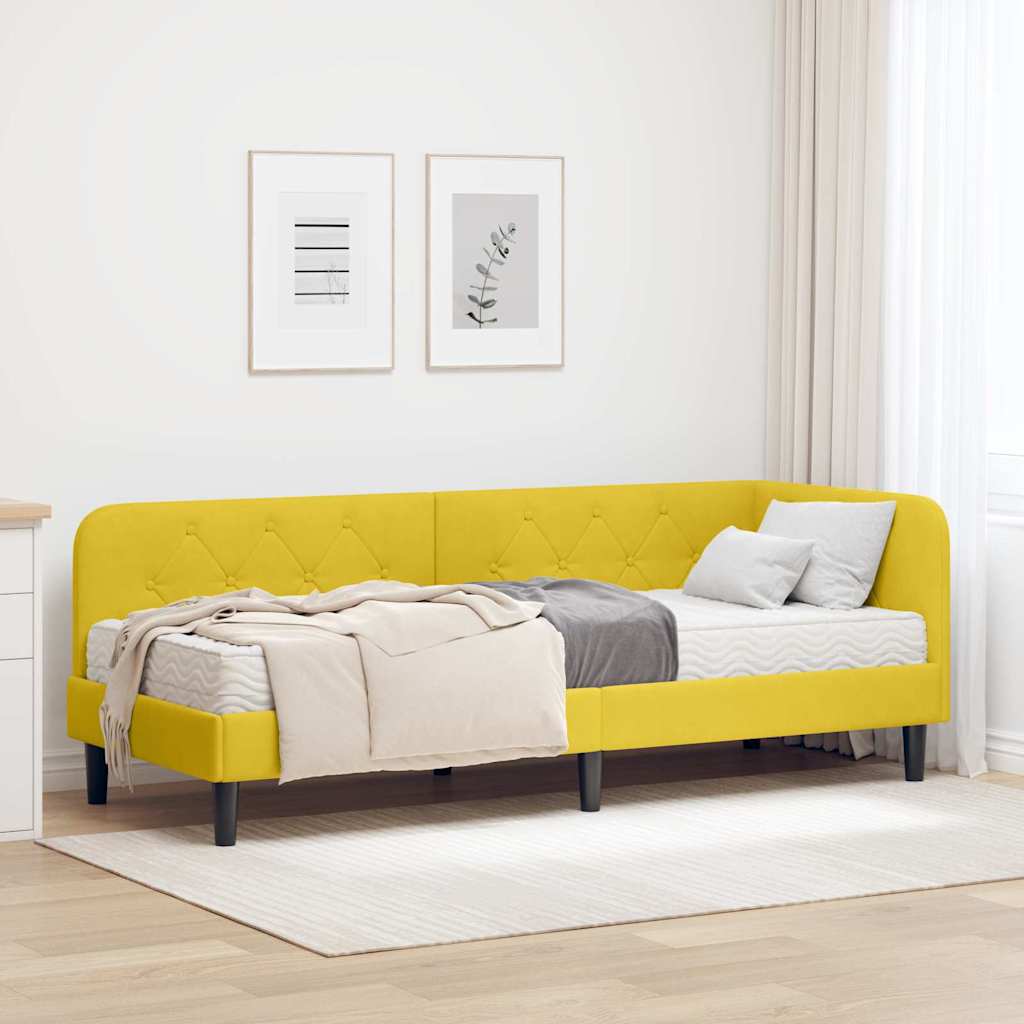 Cadre de lit d'angle Jaune 80 x 200 cm Velours - XIOS