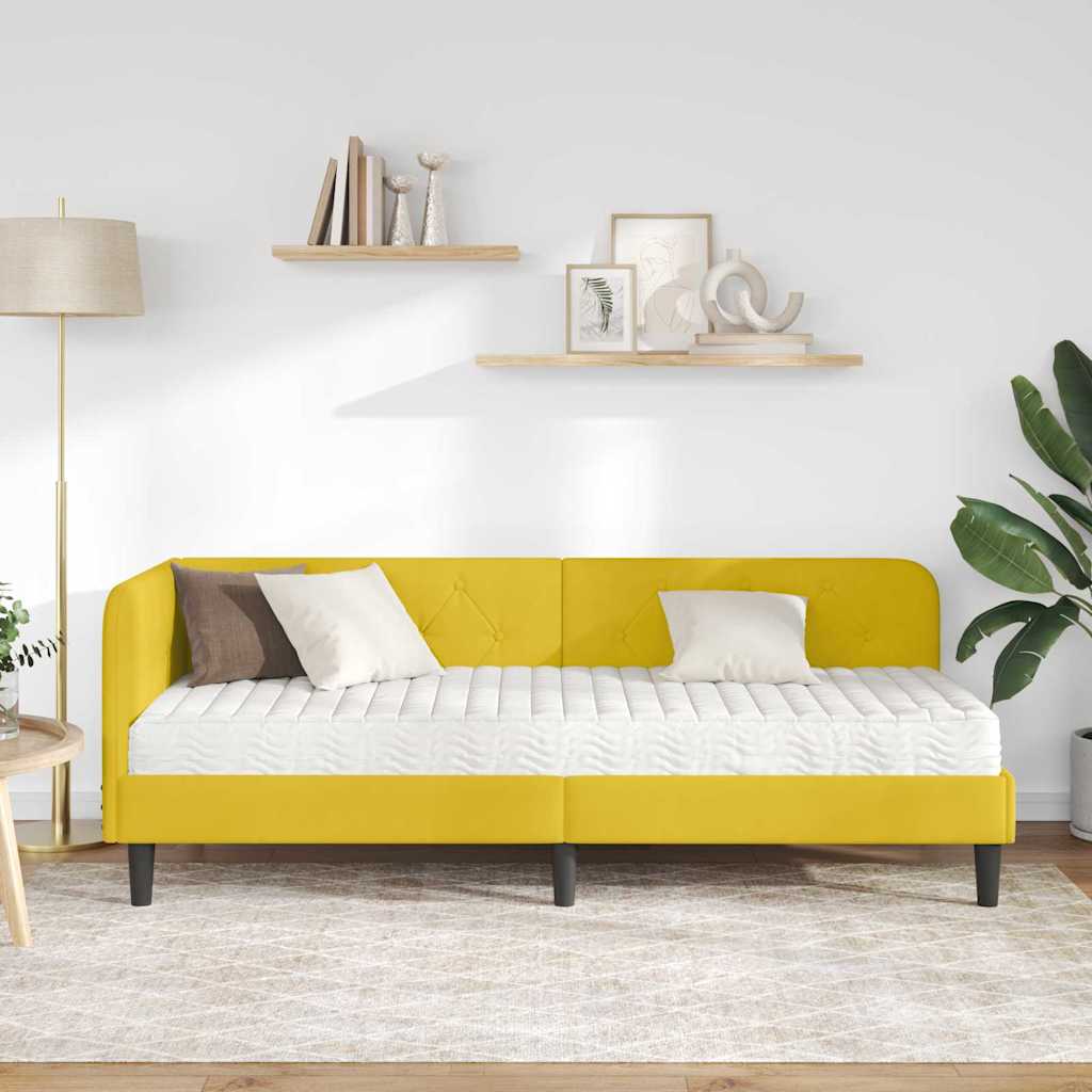 Cadre de lit d'angle Jaune 80 x 200 cm Velours - XIOS
