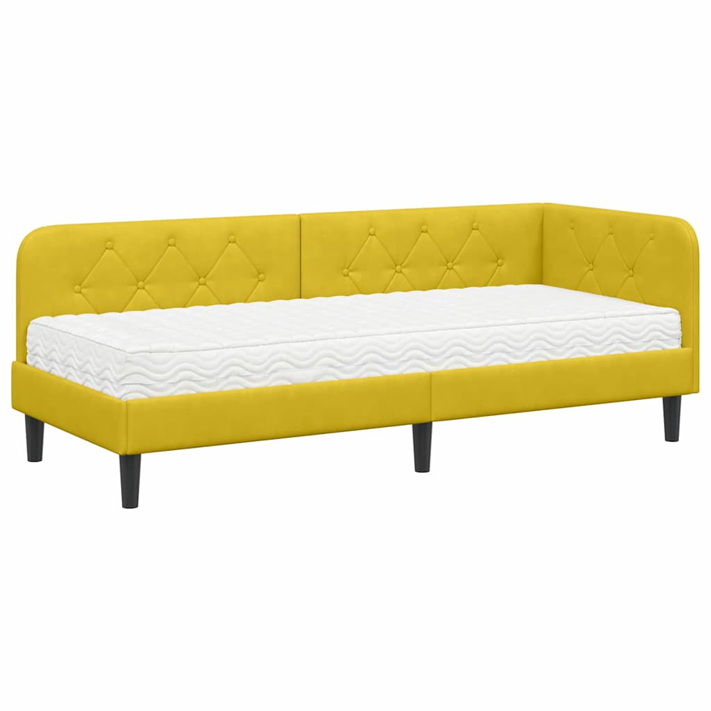 Cadre de lit d'angle Jaune 80 x 200 cm Velours - XIOS