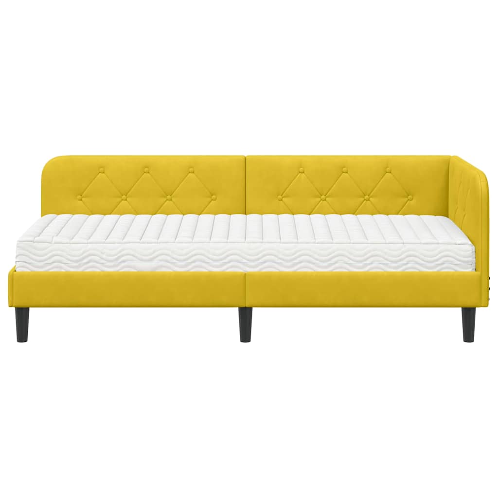 Cadre de lit d'angle Jaune 80 x 200 cm Velours - XIOS