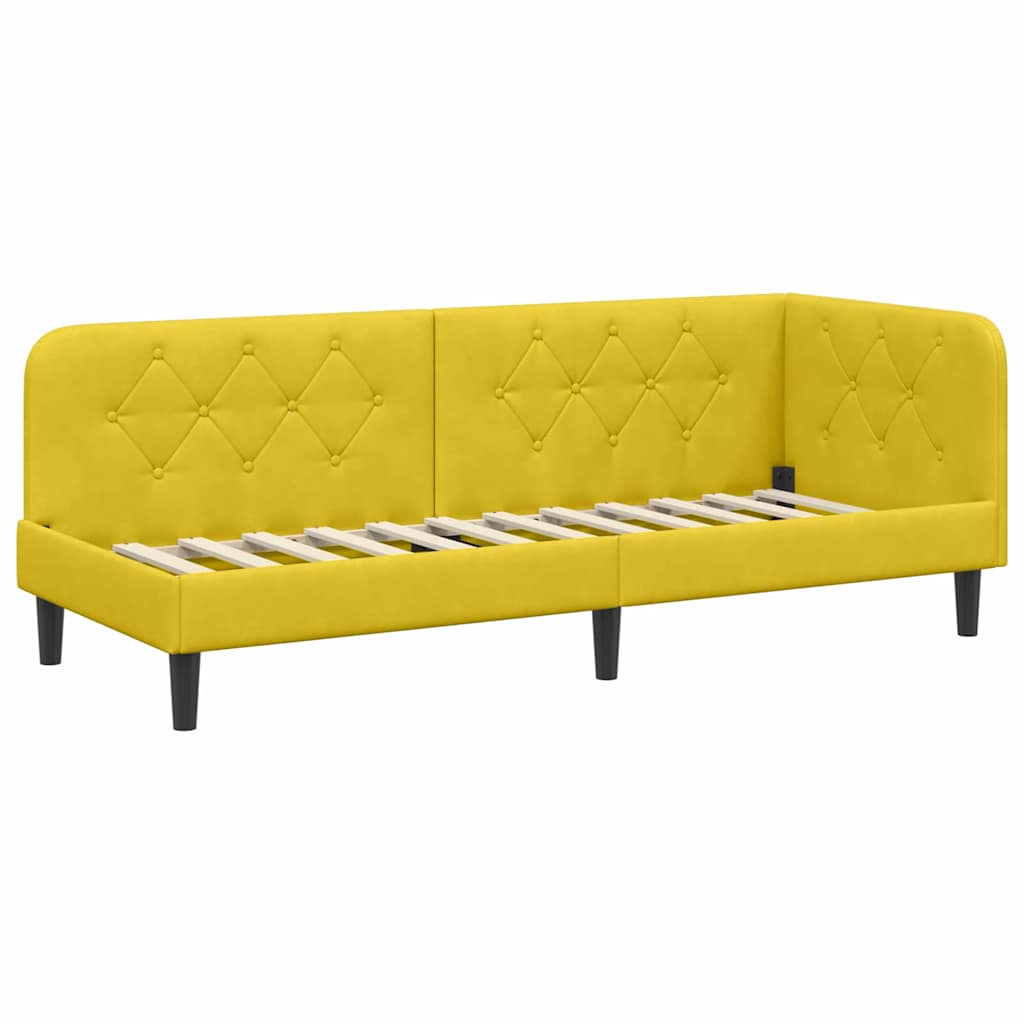 Cadre de lit d'angle Jaune 80 x 200 cm Velours - XIOS