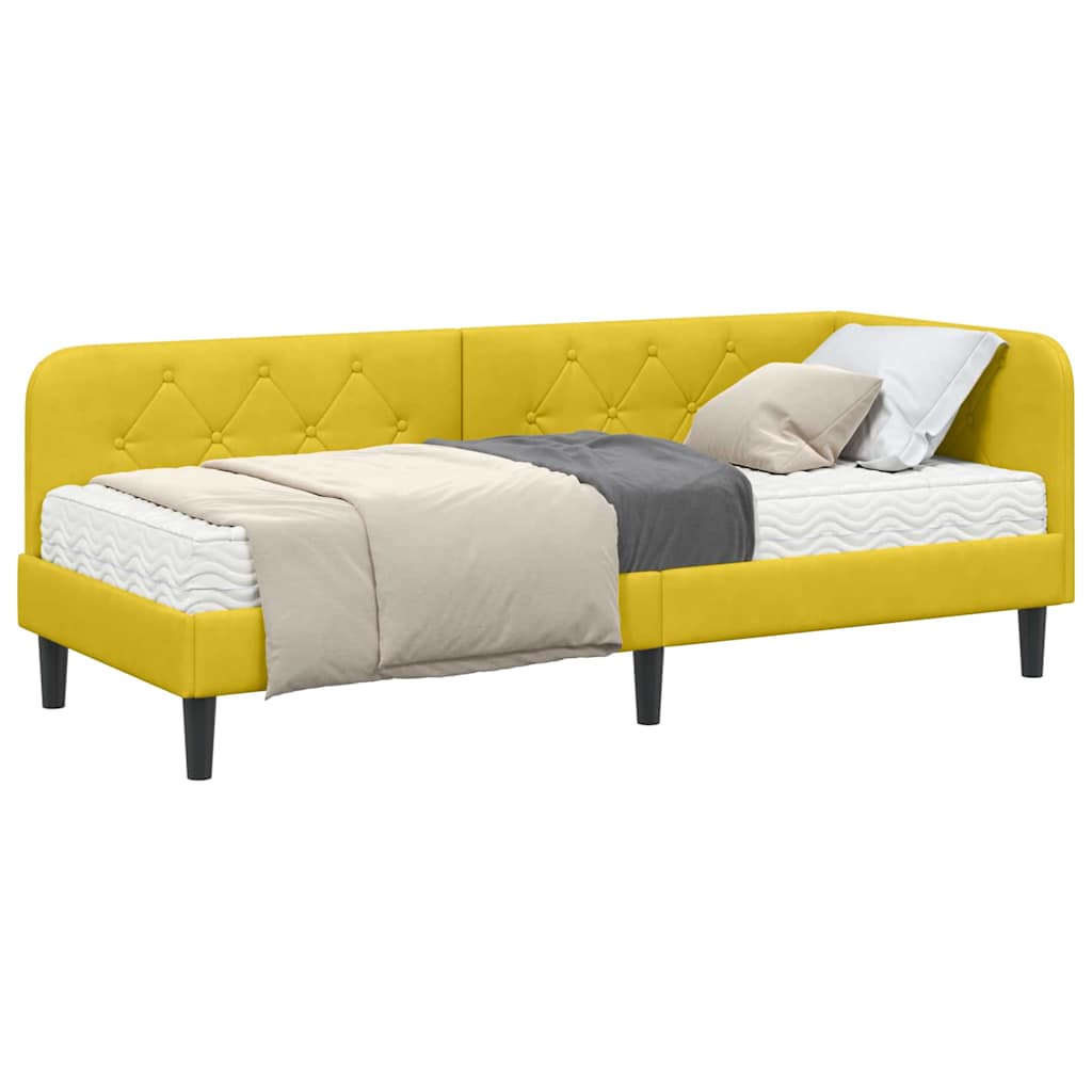Cadre de lit d'angle Jaune 80 x 200 cm Velours - XIOS