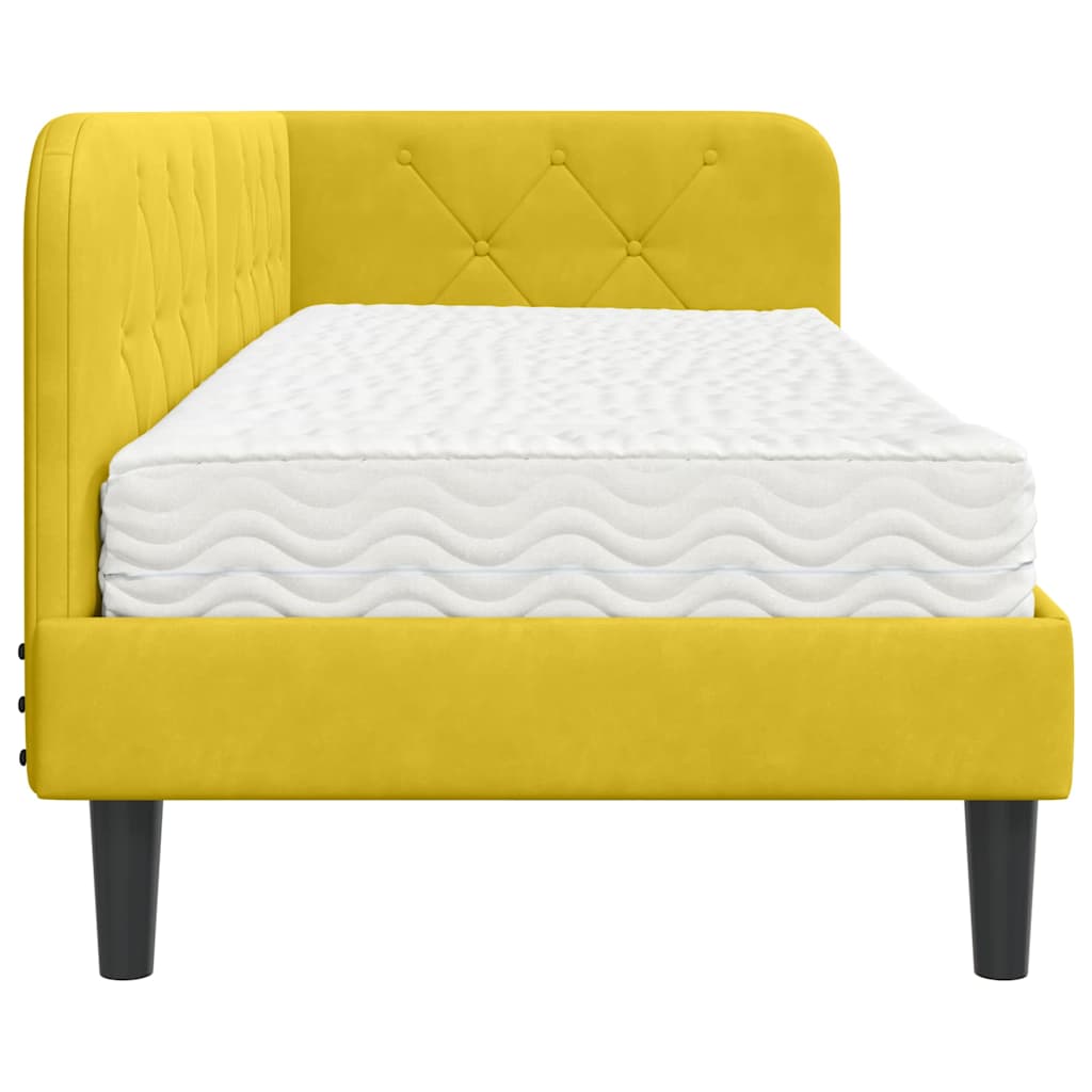 Cadre de lit d'angle Jaune 80 x 200 cm Velours - XIOS