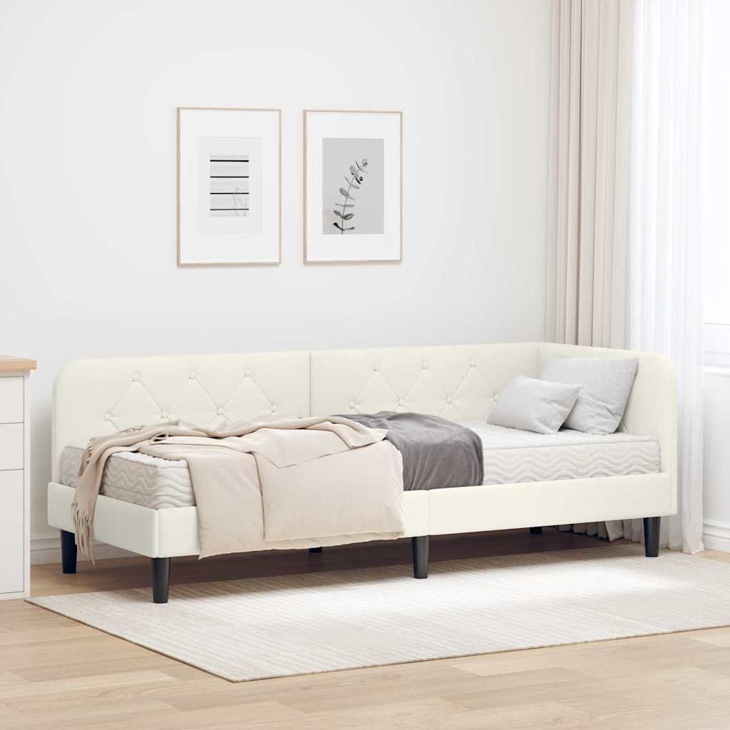 Cadre de lit d'angle Crème 80 x 200 cm Velours - XIOS