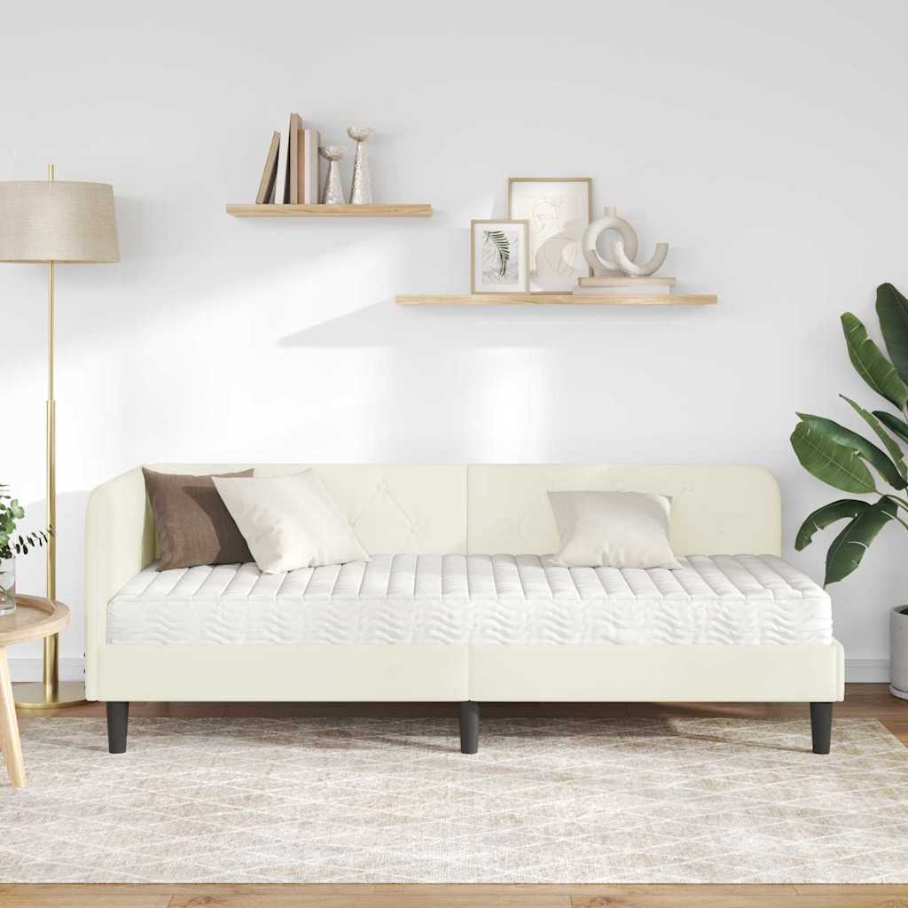 Cadre de lit d'angle Crème 80 x 200 cm Velours - XIOS