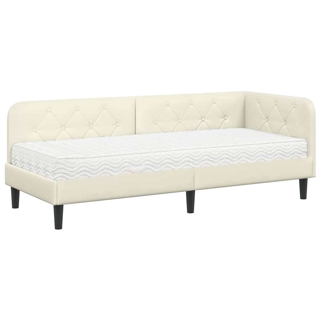 Cadre de lit d'angle Crème 80 x 200 cm Velours - XIOS