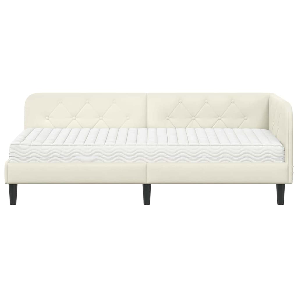 Cadre de lit d'angle Crème 80 x 200 cm Velours - XIOS