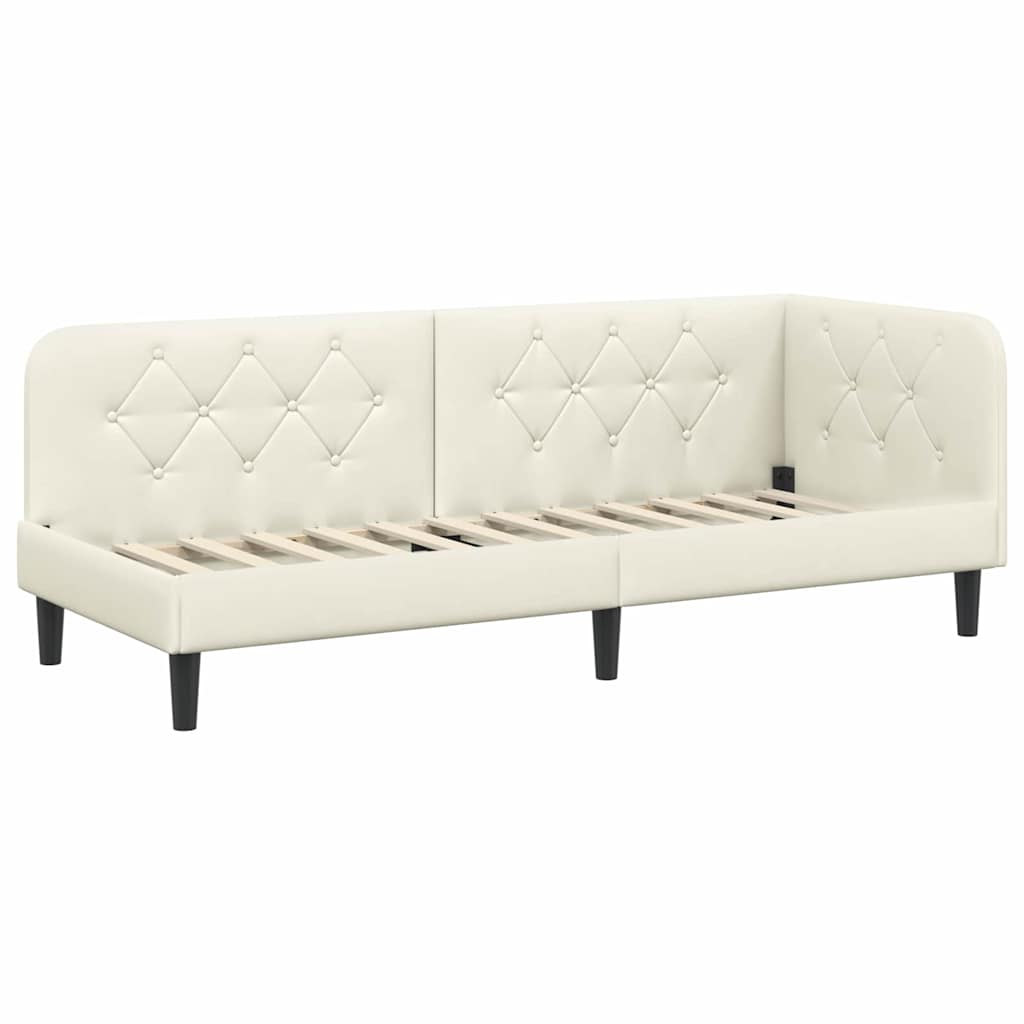 Cadre de lit d'angle Crème 80 x 200 cm Velours - XIOS