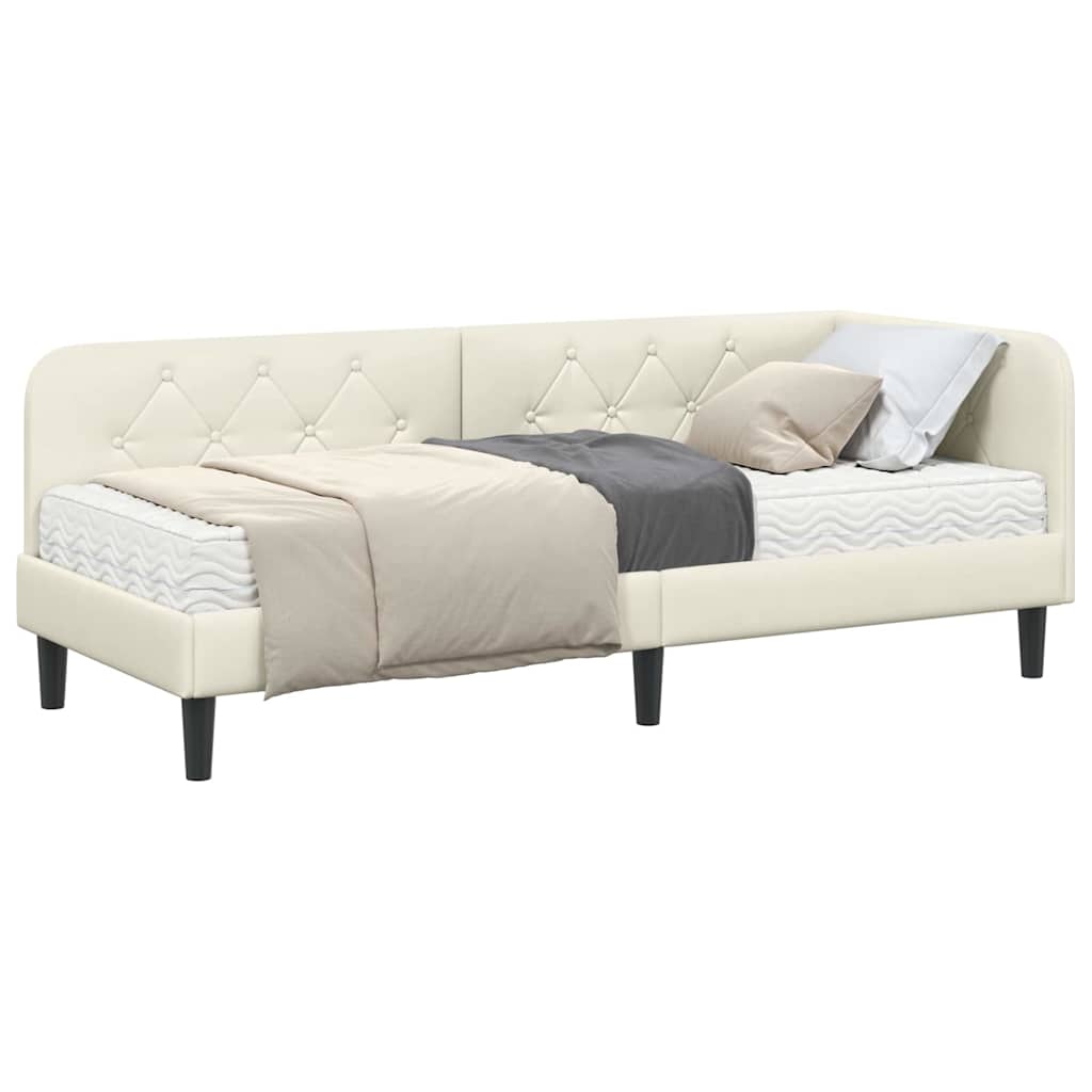 Cadre de lit d'angle Crème 80 x 200 cm Velours - XIOS