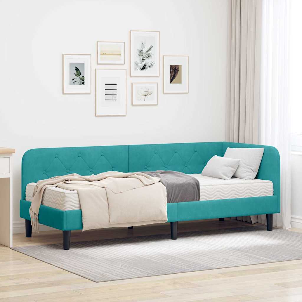 Cadre de lit d'angle Turquoise 80 x 200 cm Velours - XIOS